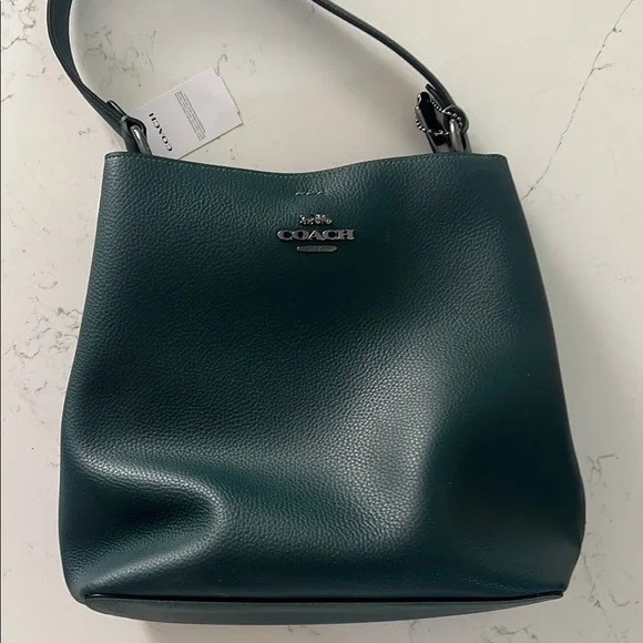 Coach Dark Green Leather Shoulder Bag - Picture 2 of 8